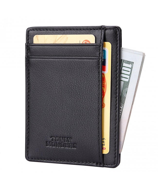 Minimalist Genuine Leather Wallet RFID Front Pocket Wallet Slim Credit ...