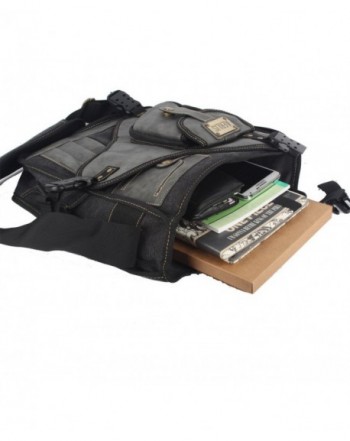 Men's Canvas Shoulder Bag Messenger Day Pack - Black - C911SSKFX0X