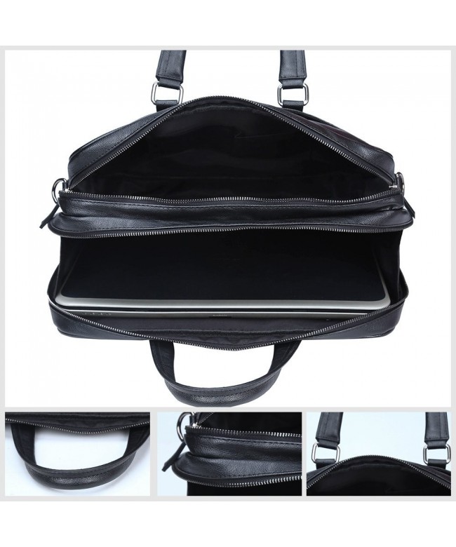 Briefcase Leather Messenger Business Men - Black - CC189O5U9M9