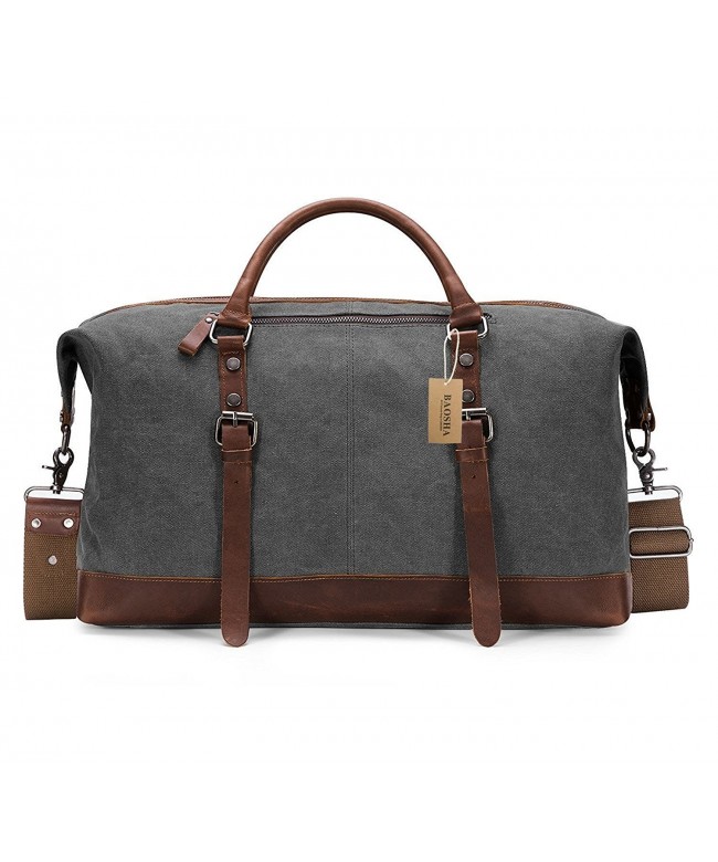 Canvas PU Leather Travel Tote Duffel Bag Carry on Bag Weekender ...