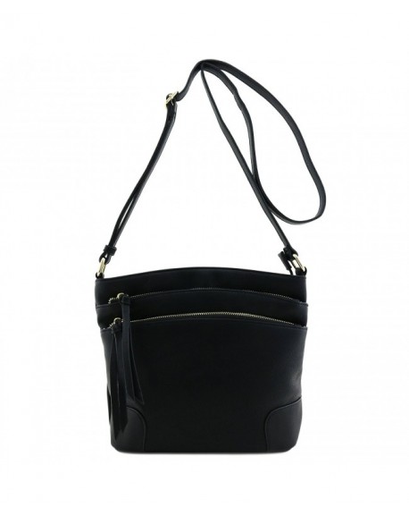 Zipper Pocket Medium Crossbody Bag - Black - CN183XCNU88