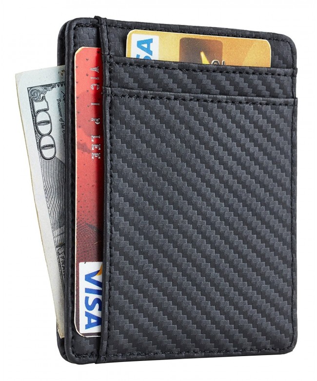 RFID Front Pocket Minimalist Slim Wallet Genuine Leather Small Size ...