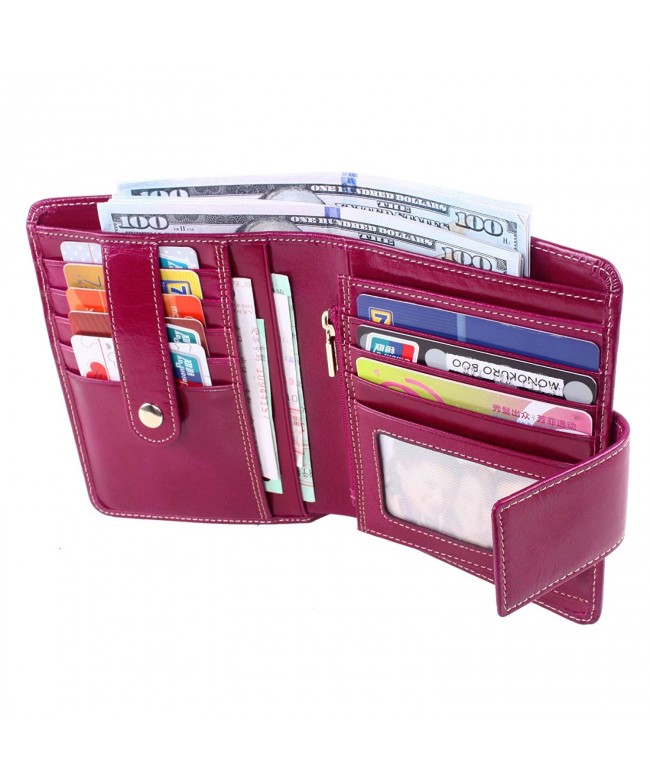 Women's Small Genuine Leather Bi-Fold Wallet Multi Card Organizer ...