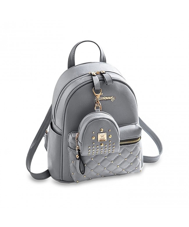 Cute Small Backpack Mini Purse Casual Daypacks Leather for Teen Girls and Women - Gray - C2187Q0HW72