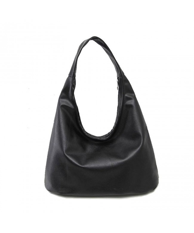 Women Soft Leather Hobo Style Handbag Shoulder Bag Purse - Black ...