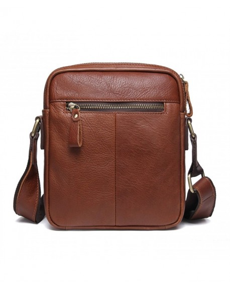 Genuine Leather Mens iPad Messenger CrossBody Bag Tab Handbag Brown ...