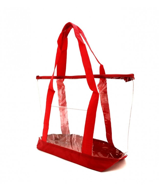 Clear PVC Zipper Tote Bag /Security Clear Tote Bag/ Work Tote Bag - Red ...