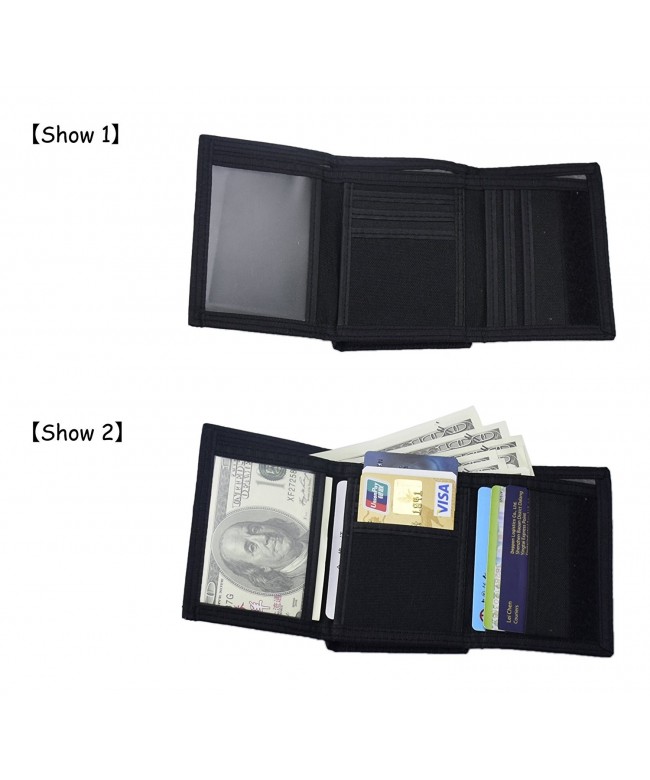 New Mens Canvas Trifold Wallets Purse with id window - 02 - Black ...