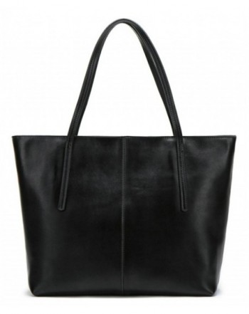 Women's Large Leather Shoulder Bag Work Tote with Zippers - Black ...
