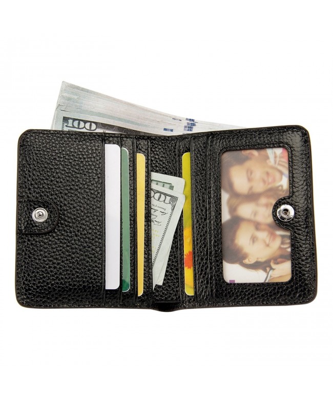 Women's RFID Blocking Small Compact Bi-fold Leather Pocket Wallet Mini ...