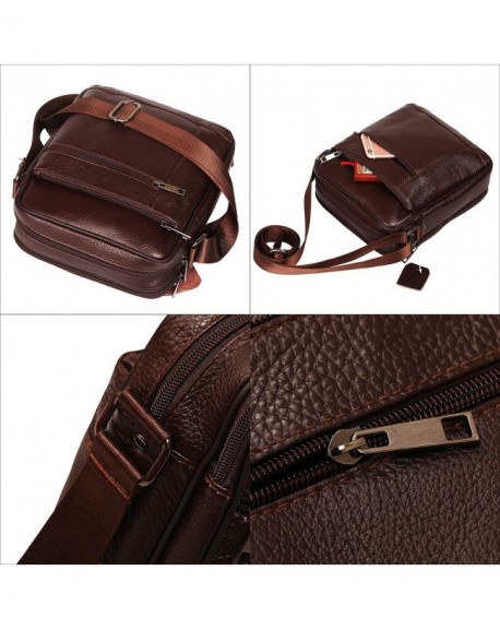 Small Genuine Leather Cross Body Messenger Bags Satchel Shoulder Bag For Men Brown Style A