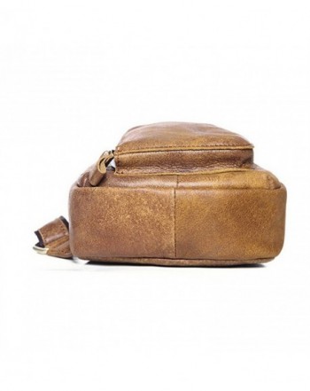 Men's Full Grain Leather Chest Bag Cross Body Sling Backpack - brown ...