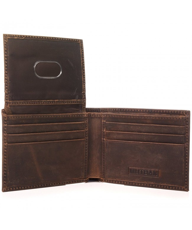 RFID Blocking Bifold Wallet Passcase with Full Grain Leather and Flip ...