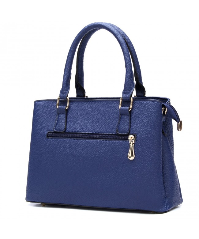 Women's Top Handle Satchel Handbag Tote Purse - Navy Blue - CF1868IERXZ
