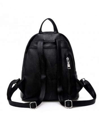 Fashion Faux Leather Zipper Decor Shoulder Bag Backpack Women Travel ...