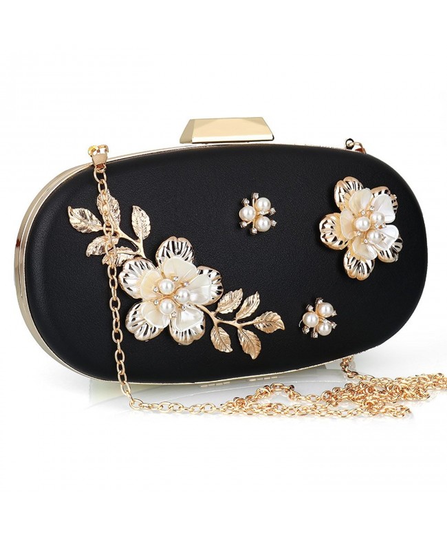 Women's Evening Clutch Bag Satin Flower Pearl Beaded Evening Handbag ...