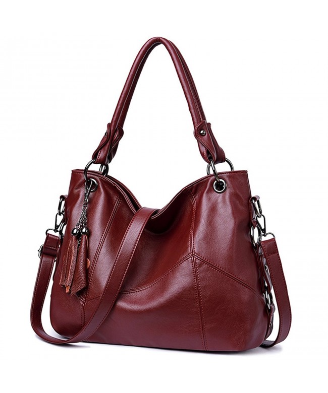 Soft Leather Handbag Hobo Style Purse Tote Shoulder Bag with Tassel For ...