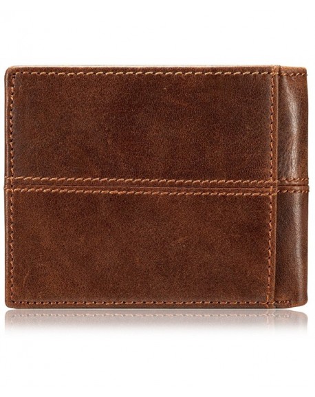 Classic Vintage Genuine Leather Zipper - Vintage Brown Bifold Wallet ...