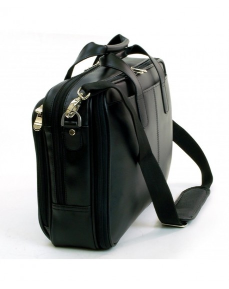 Monroe Leather Briefcase Top-Zip Laptop Messenger Bag Black - Black ...