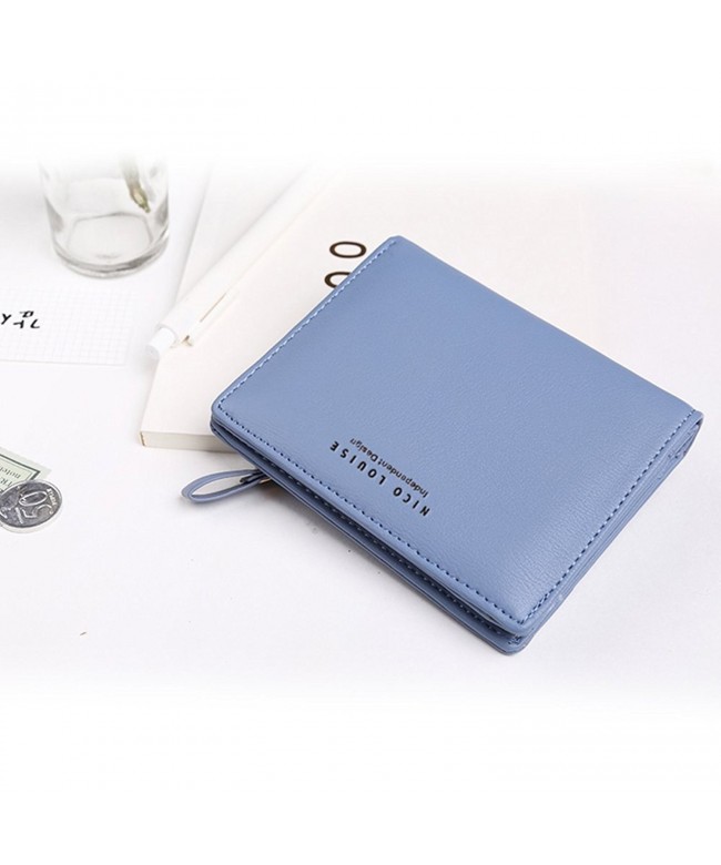 Women Wallet Slim Bifold Leather Coin Card Holder Purse - Blue ...