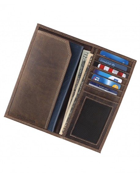 Men RFID Vintage Look Genuine Leather Long Bifold Wallet - CG1824Q0ORW