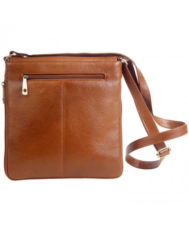 Expandable Women's Leather Crossbody Bag - Tan - CY1878RGTES