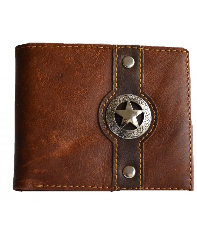 western men brown texas star concho bi-fold small hipster slim leather ...