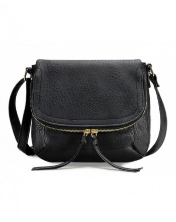 Trendy Zip Flap Crossbody Bag H1959 - Black - C312HRZZDDB