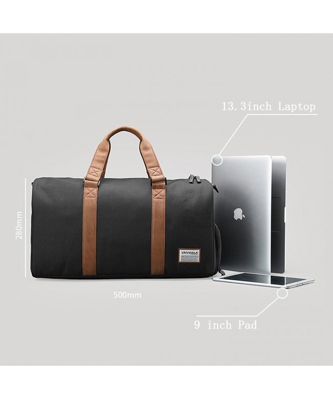 Duffle Bag with Shoes Pouch Laptop Compartment - Black - CB1862C4I0R