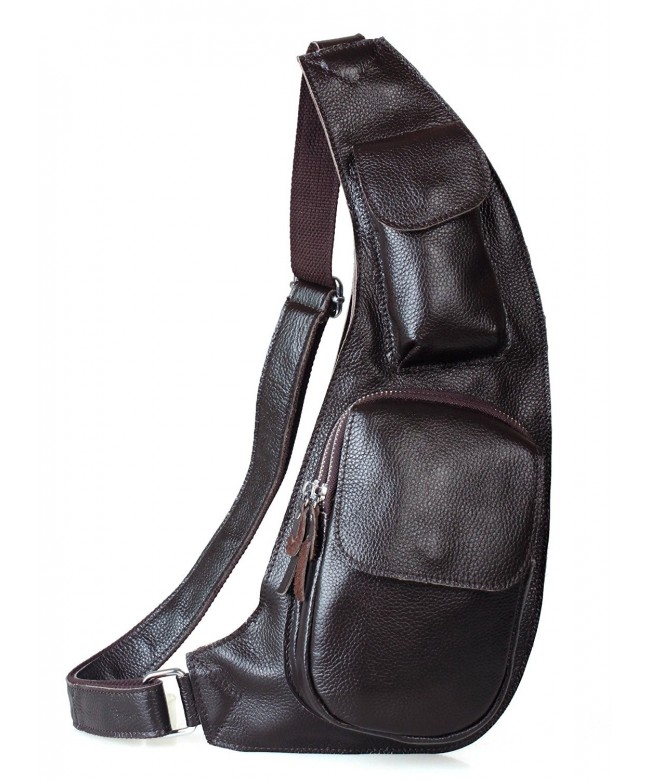 Cow Leather Sling Bag Chest Shoulder Backpack Fanny Pack Daypack ...