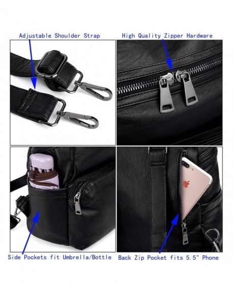 LARGE SIZE-Women Backpack Purse PU Washed Leather Ladies Rucksack ...