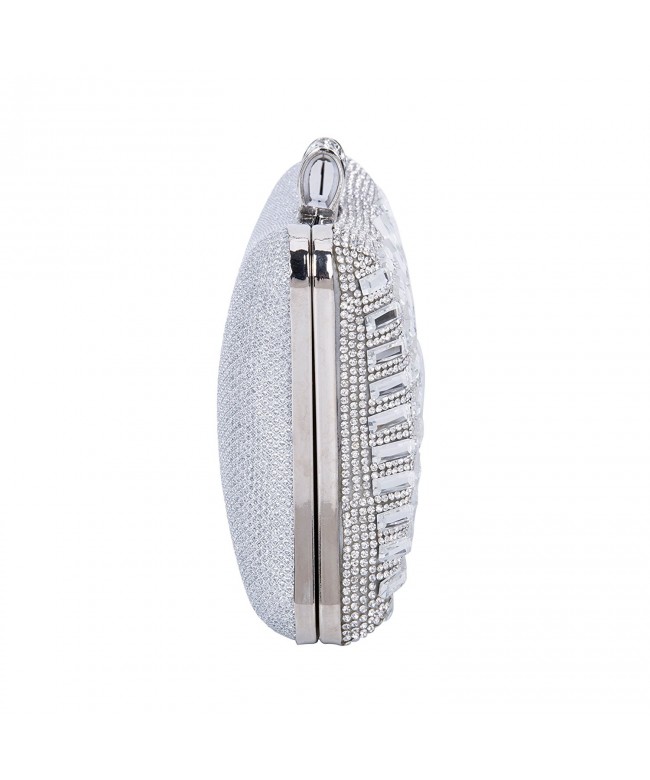 Women's Geometric Diamante Evening Banquet Party Clutch Bags - Silver ...