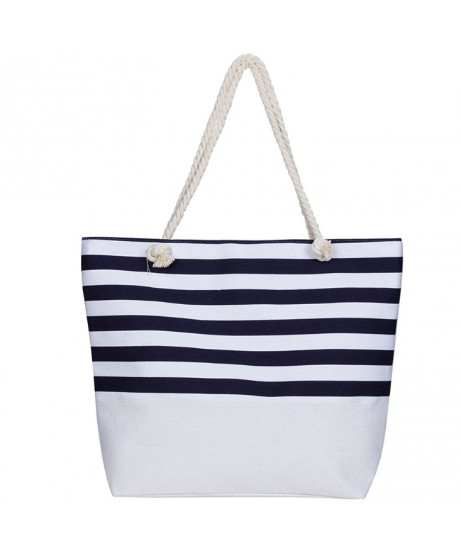 Extra Large Beach Tote Bag Stripe Canvas Tote for Beach Travel - Navy ...