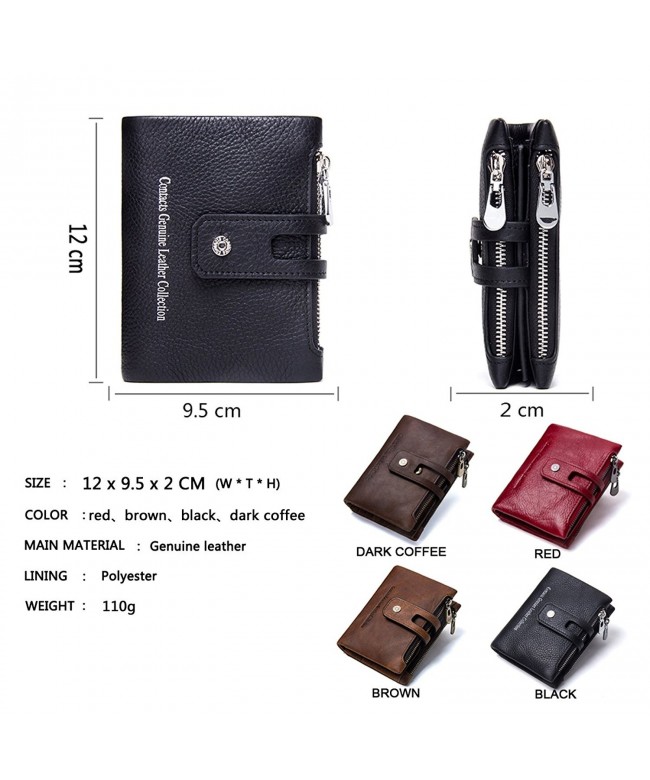 Mens Genuine Leather Bifold Double Zipper Coin Pocket Purse Wallet ...