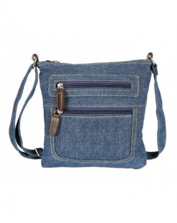 Small Denim Bag Mini Crossbody Bag with 2 Outer Zippered Pockets ...