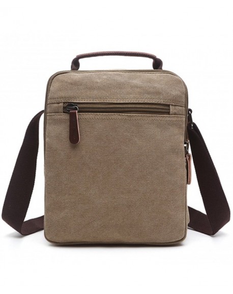 Mens Canvas Messenger Bag Shoulder Bag Cross Body Bag - khaki - C6187T30X40