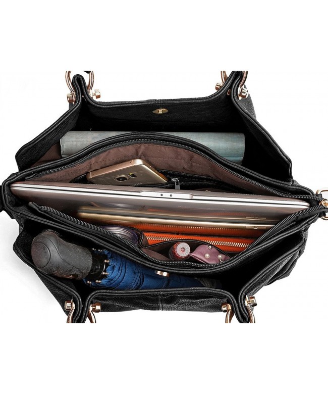 Women Handbag Set 2 Pieces Bag PU Washed Leather Tote Shoulder Purse ...