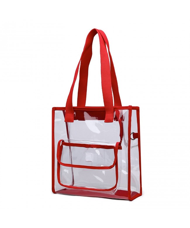 Two Piece Clear Bag Set Tote and Pouch Combo - Red - CT187IYY9OD