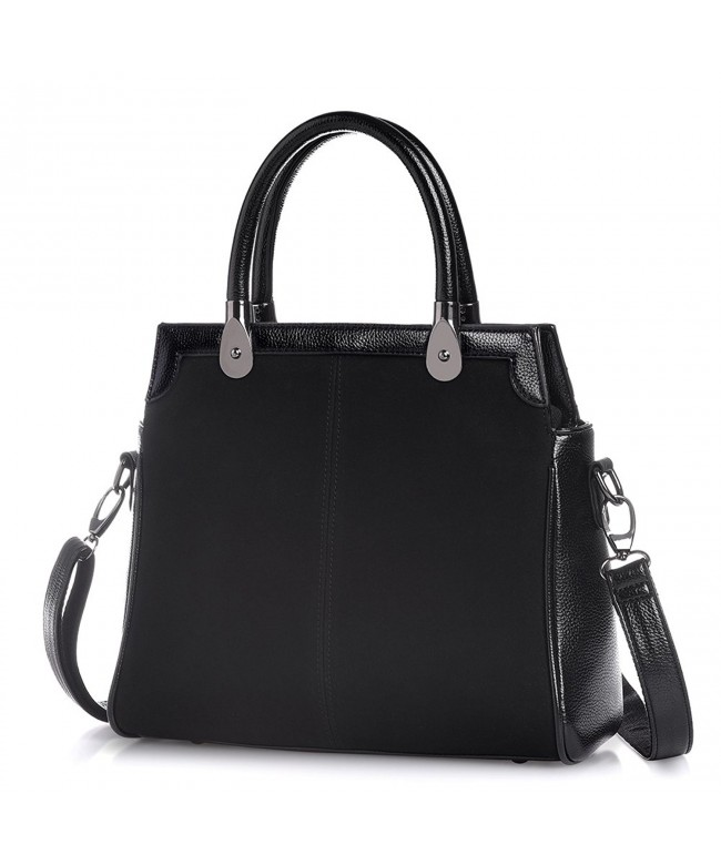 Handle Satchel Handbags Leather Tote Bag for Women - Black - CF17WX5I69U