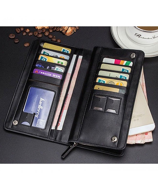 Men's Leather ID Card Holder Zip Coin Wallet Purse Clutch Checkbook ...