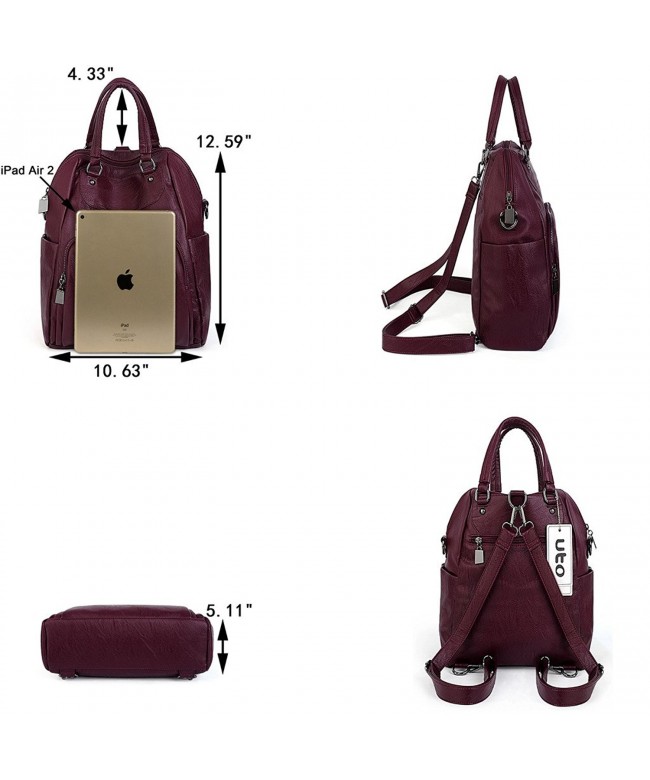 Women Backpack Purse PU Washed Leather Convertible Ladies Rucksack ...
