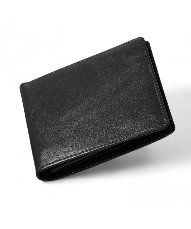 Leather Flip Bifold Wallet RFID Blocking Purse Classic Slim Card Holder ...